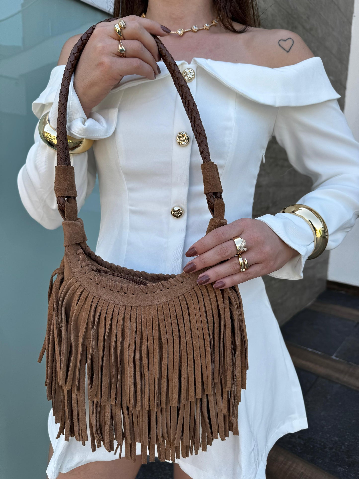 Bolsa Franjas em 100% Couro