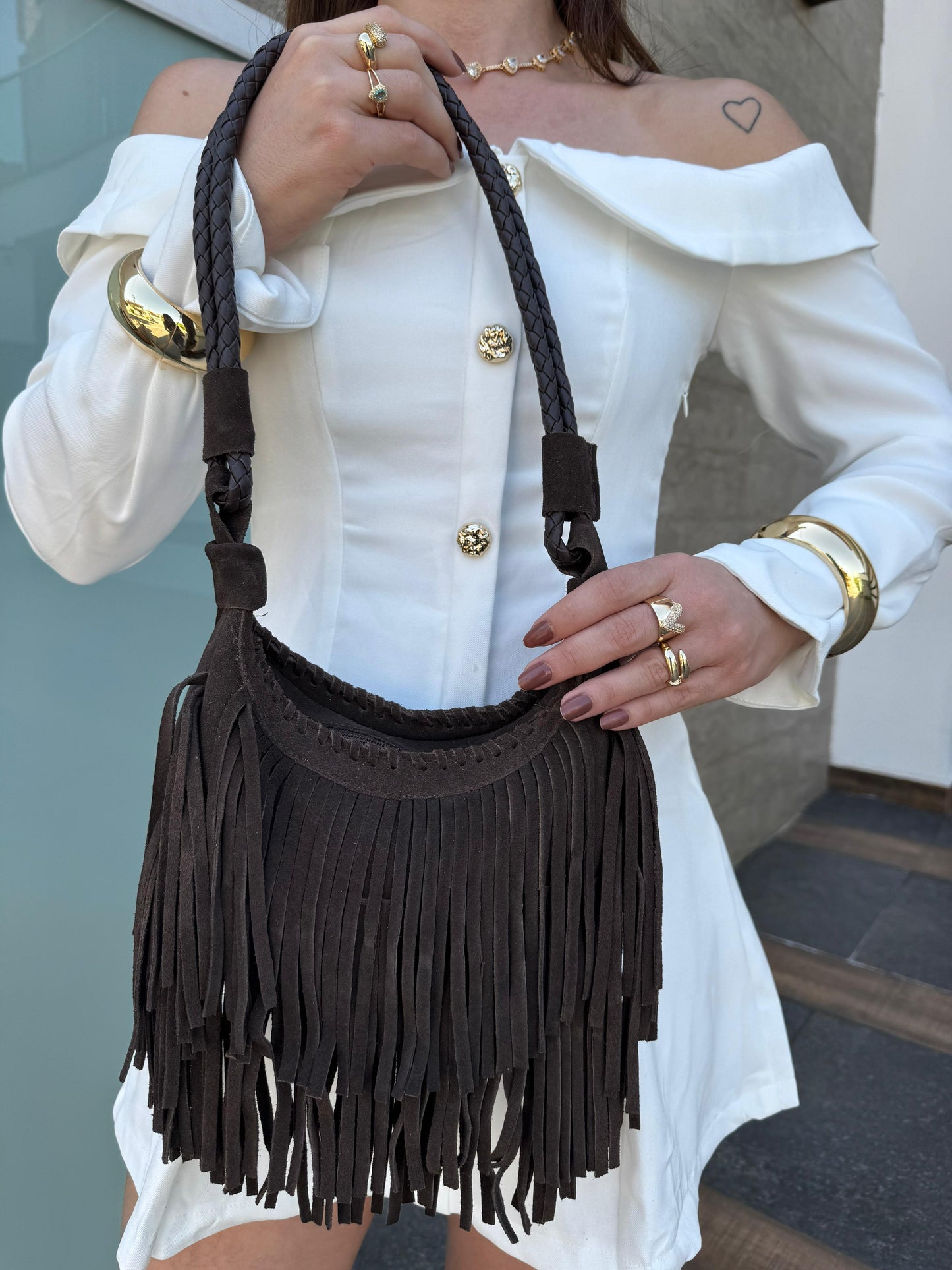 Bolsa Franjas em 100% Couro