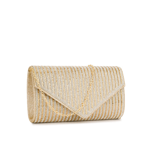 Clutch de Festa com Strass e Alça de Corrente