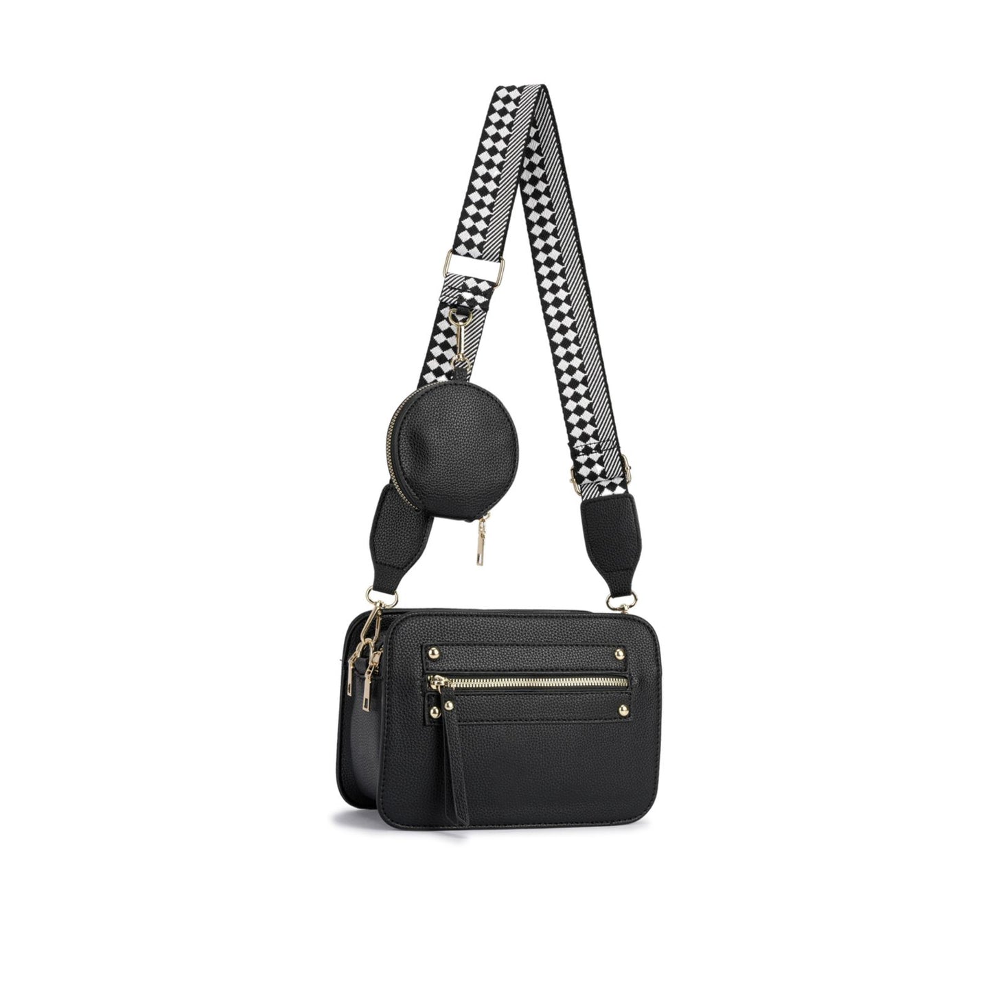 Bolsa Transversal com Bolso Frontal e Porta-Moedas