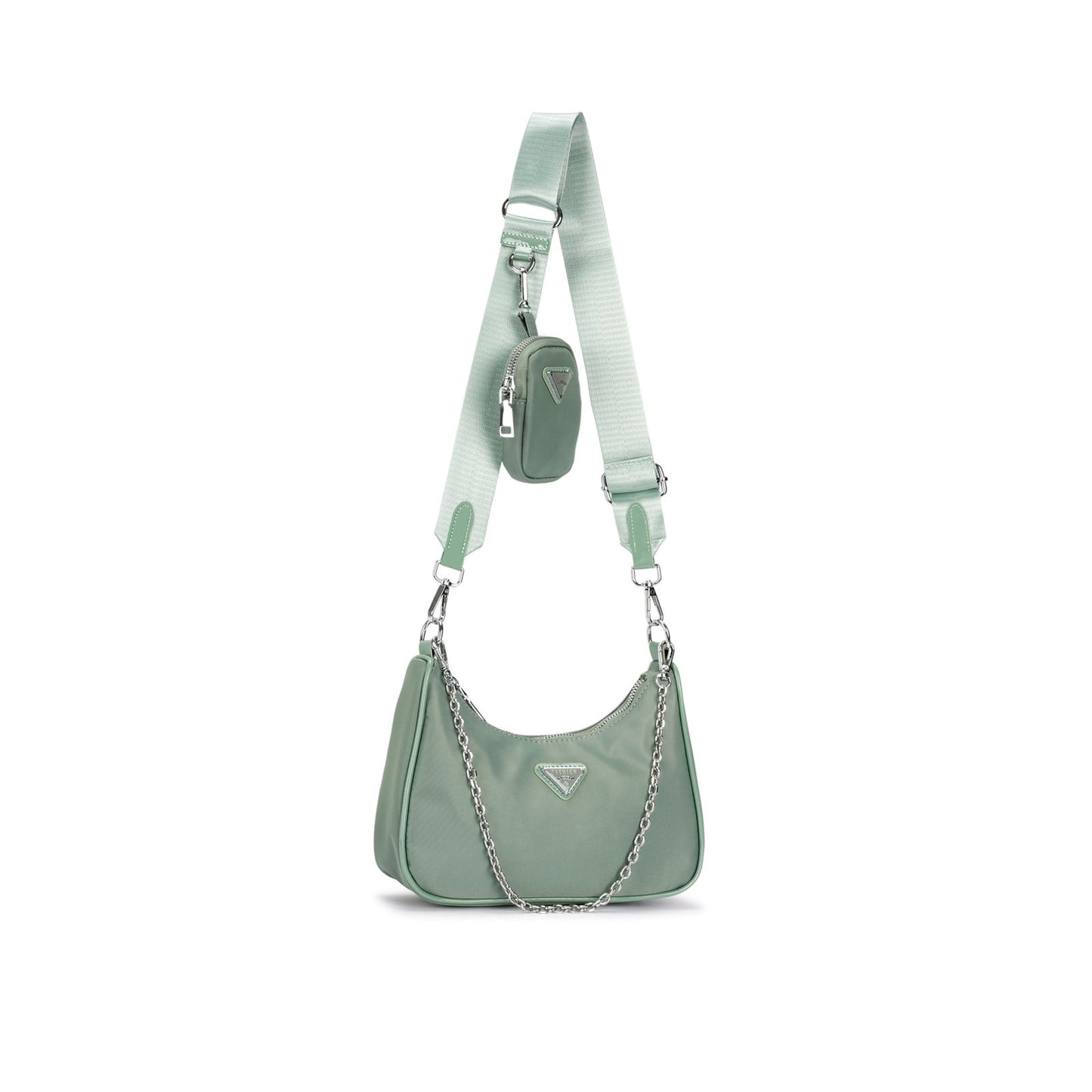 Bolsa Transversal Nylon com Alça Larga e Porta-Moedas