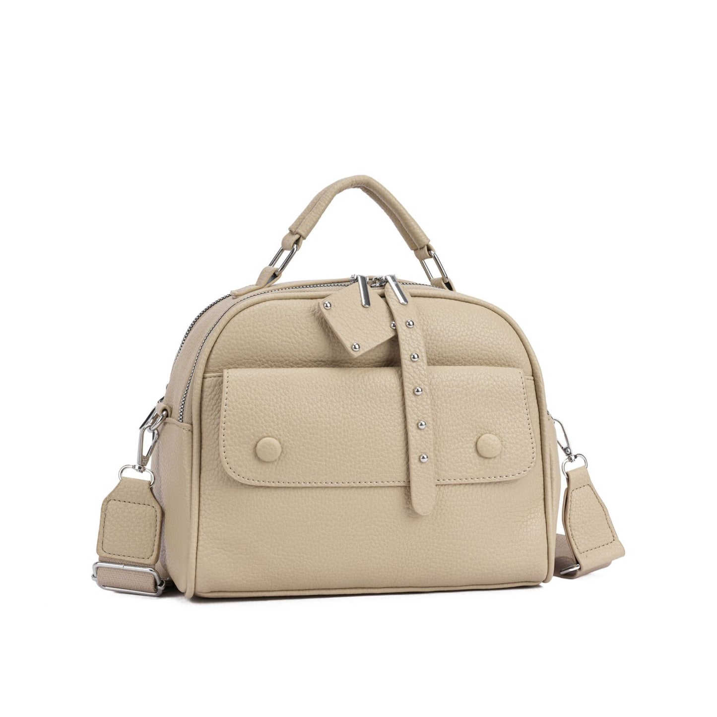 Bolsa Baú com Bolsos Frontais e Alça Transversal