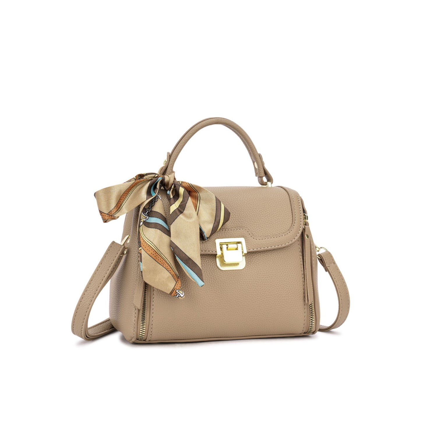 Bolsa de Mão com Lenço Decorativo e Alça Transversal