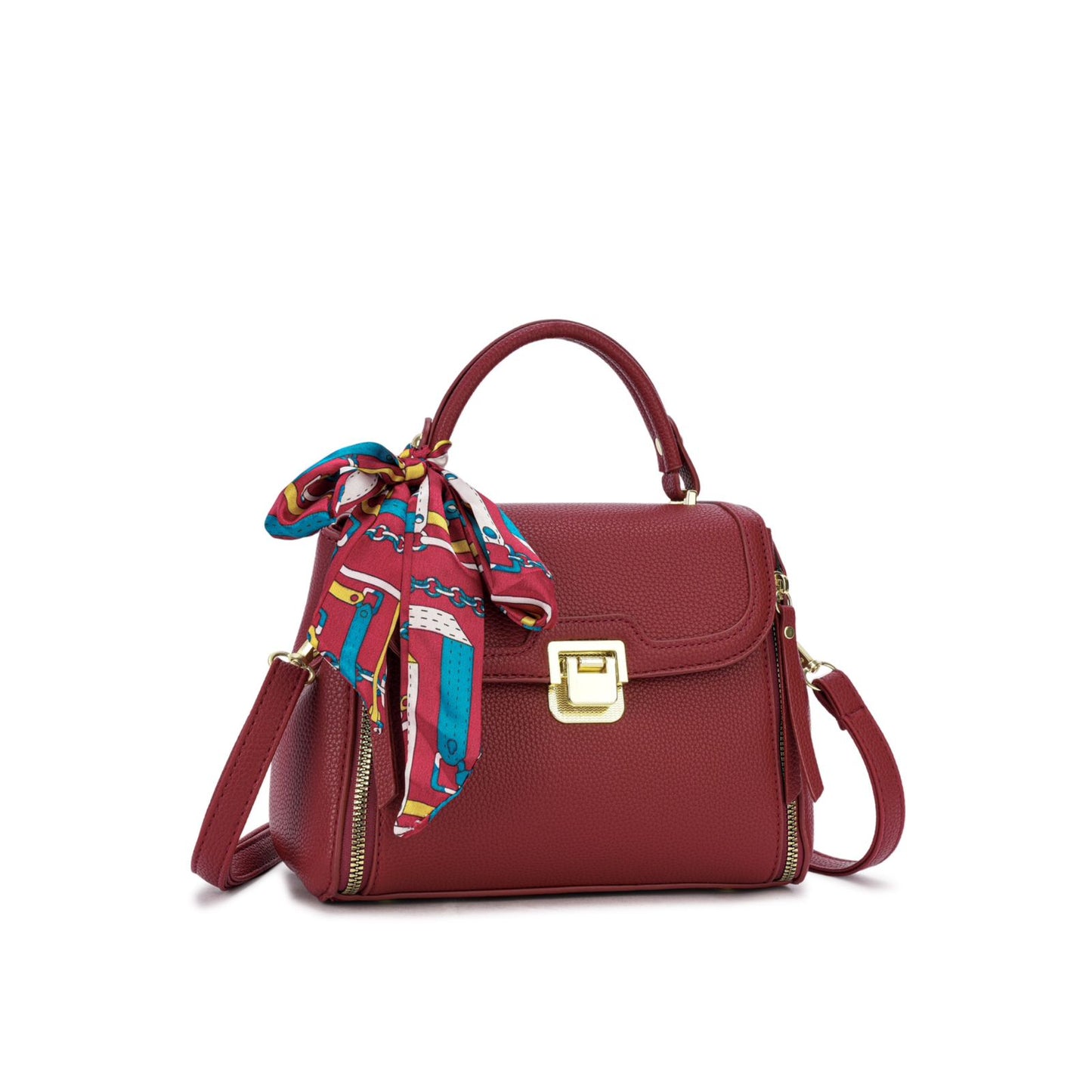 Bolsa de Mão com Lenço Decorativo e Alça Transversal