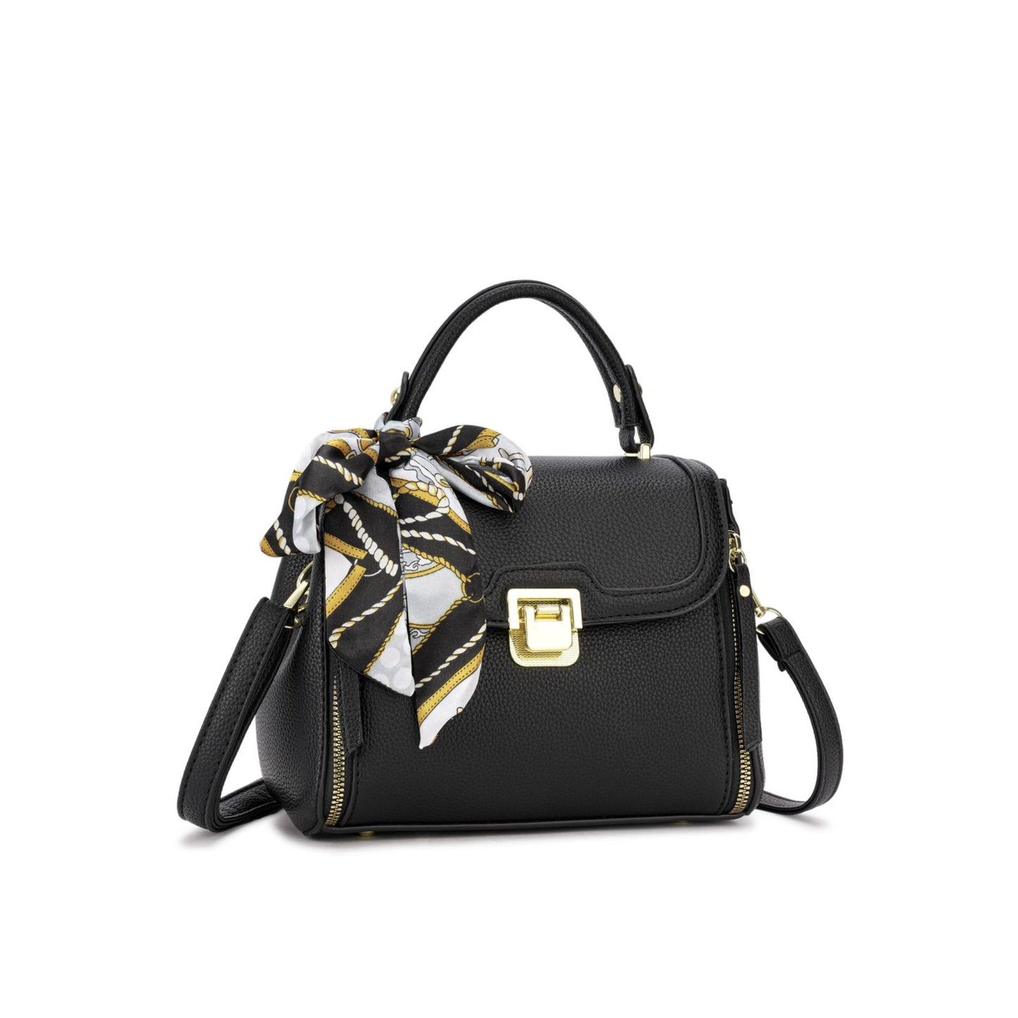 Bolsa de Mão com Lenço Decorativo e Alça Transversal