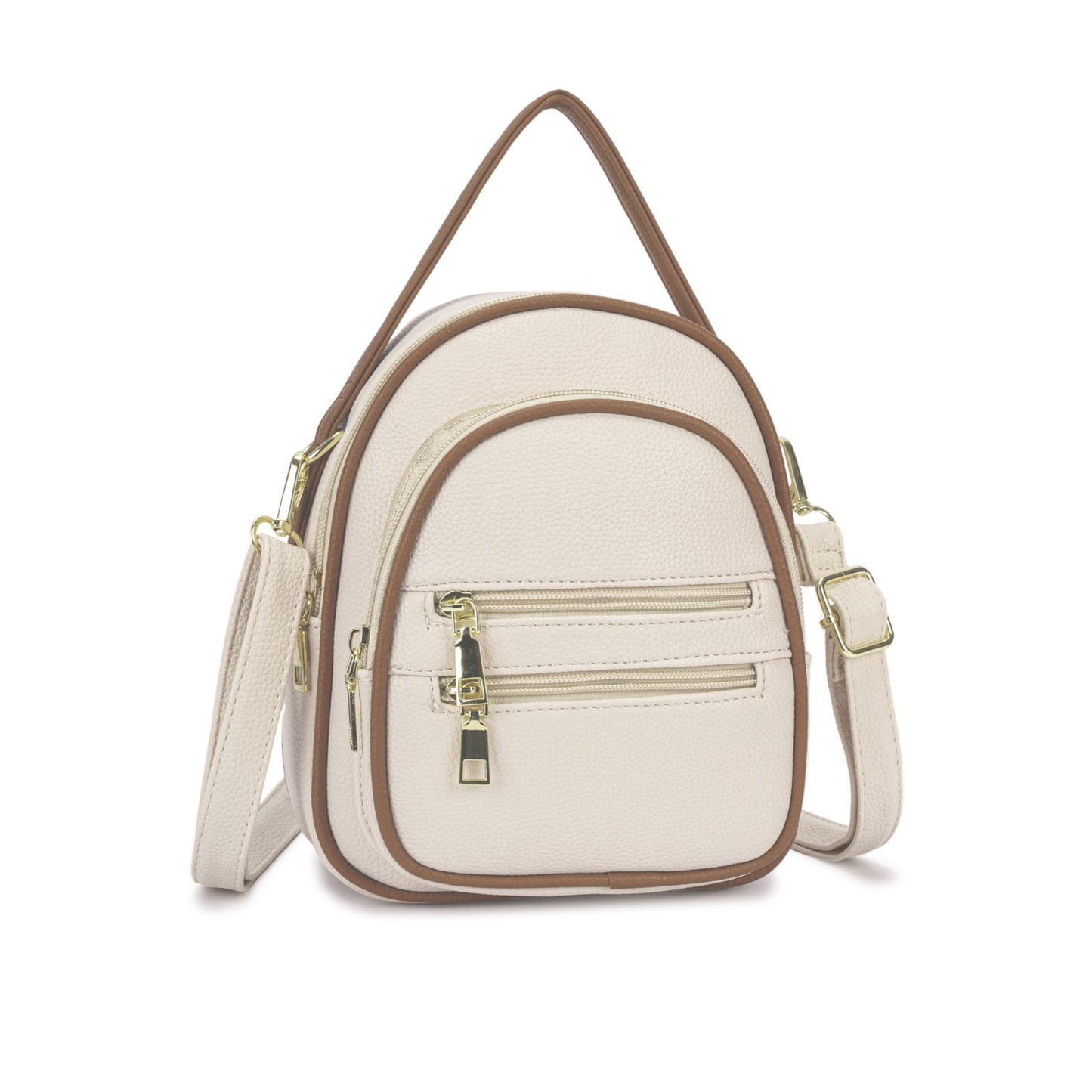 Mini Mochila Feminina com Alça Regulável e Bolsos Frontais