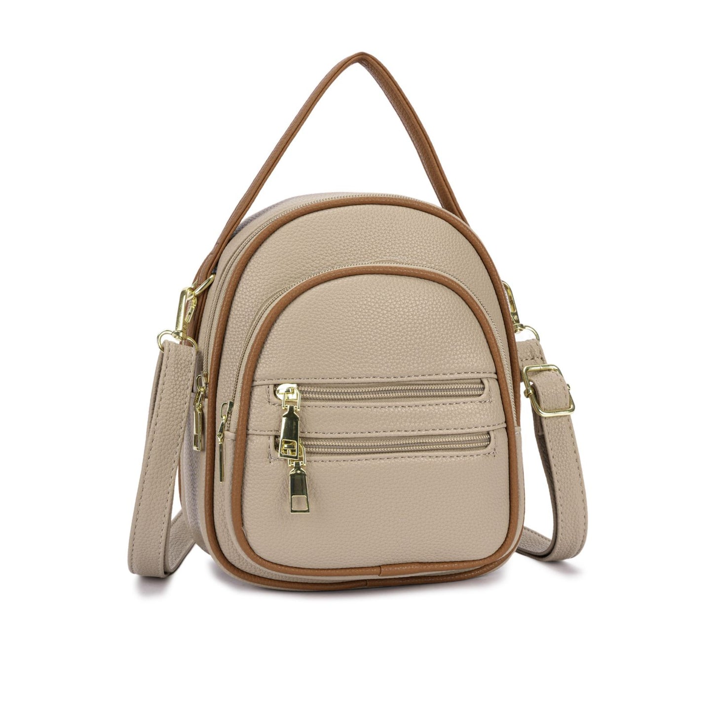 Mini Mochila Feminina com Alça Regulável e Bolsos Frontais