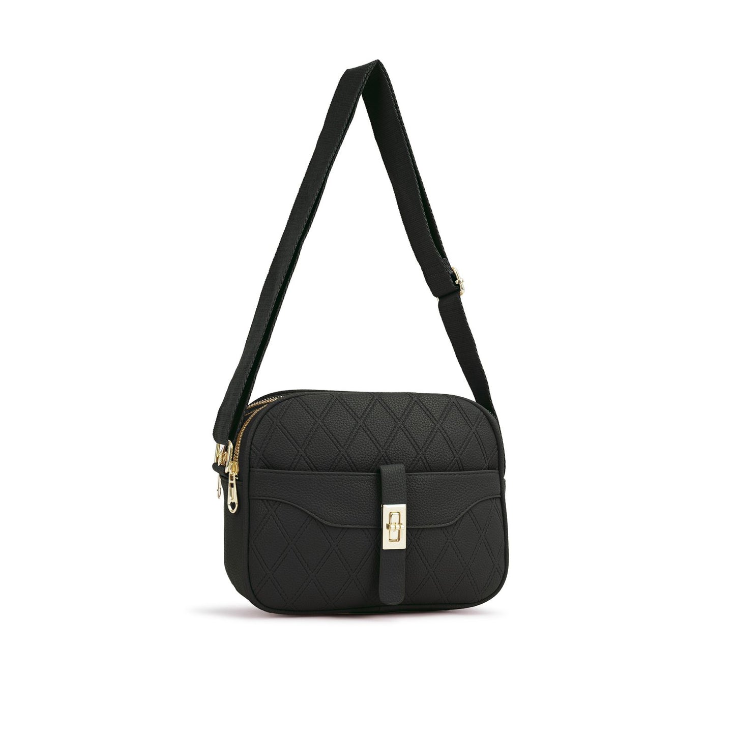 Bolsa Transversal Matelassê com Alça Larga