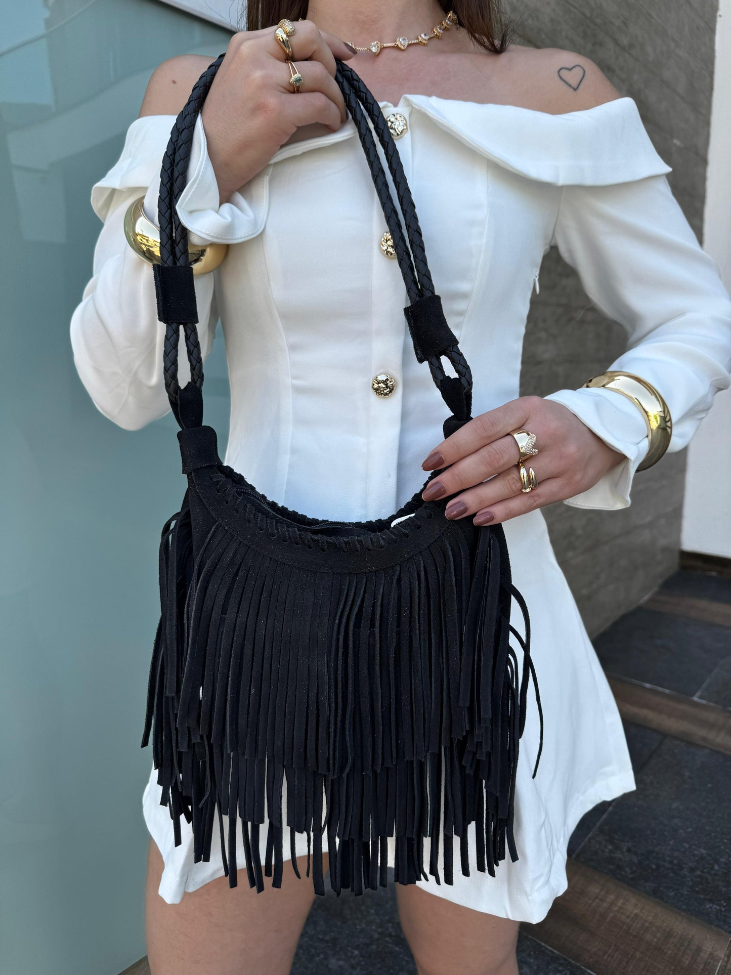 Bolsa Franjas em 100% Couro