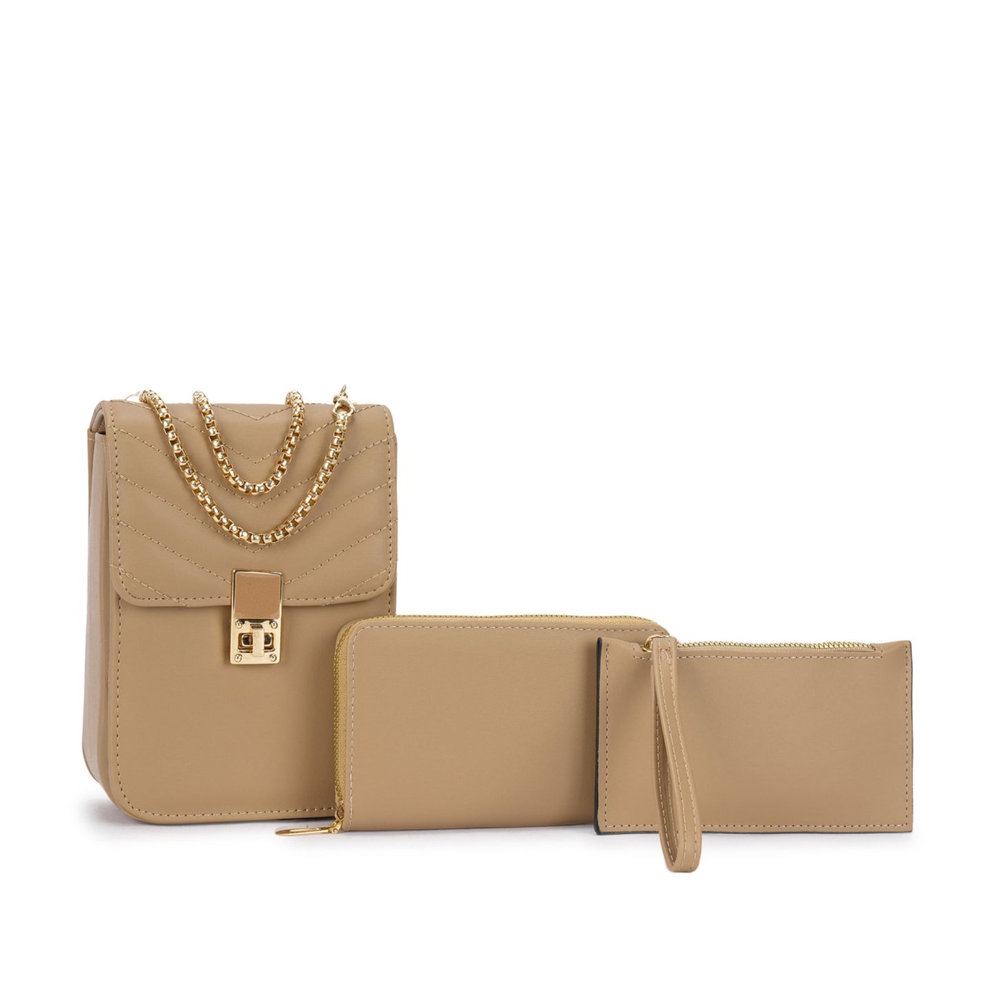 👛 Kit 3 Peças Bolsa + Carteira + Porta-Cartão