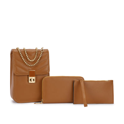 👛 Kit 3 Peças Bolsa + Carteira + Porta-Cartão