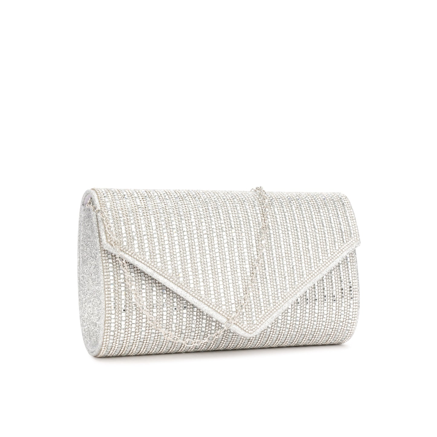 Clutch de Festa com Strass e Alça de Corrente