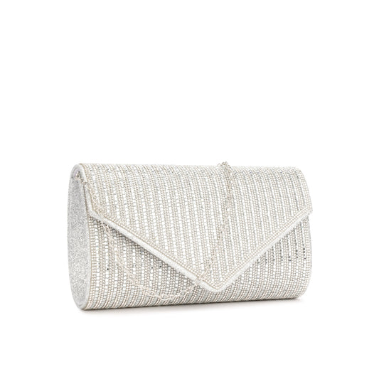 Clutch de Festa com Strass e Alça de Corrente