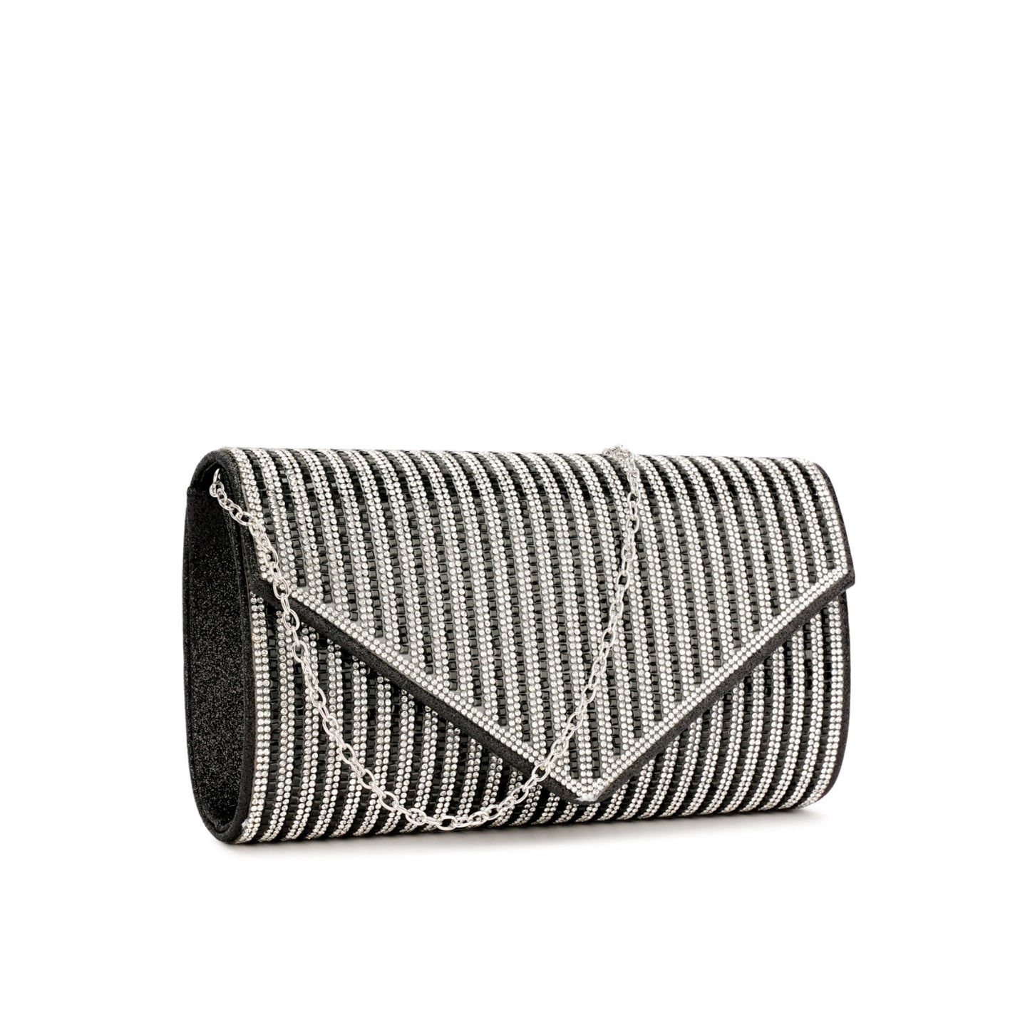 Clutch de Festa com Strass e Alça de Corrente
