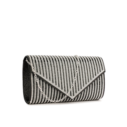 Clutch de Festa com Strass e Alça de Corrente