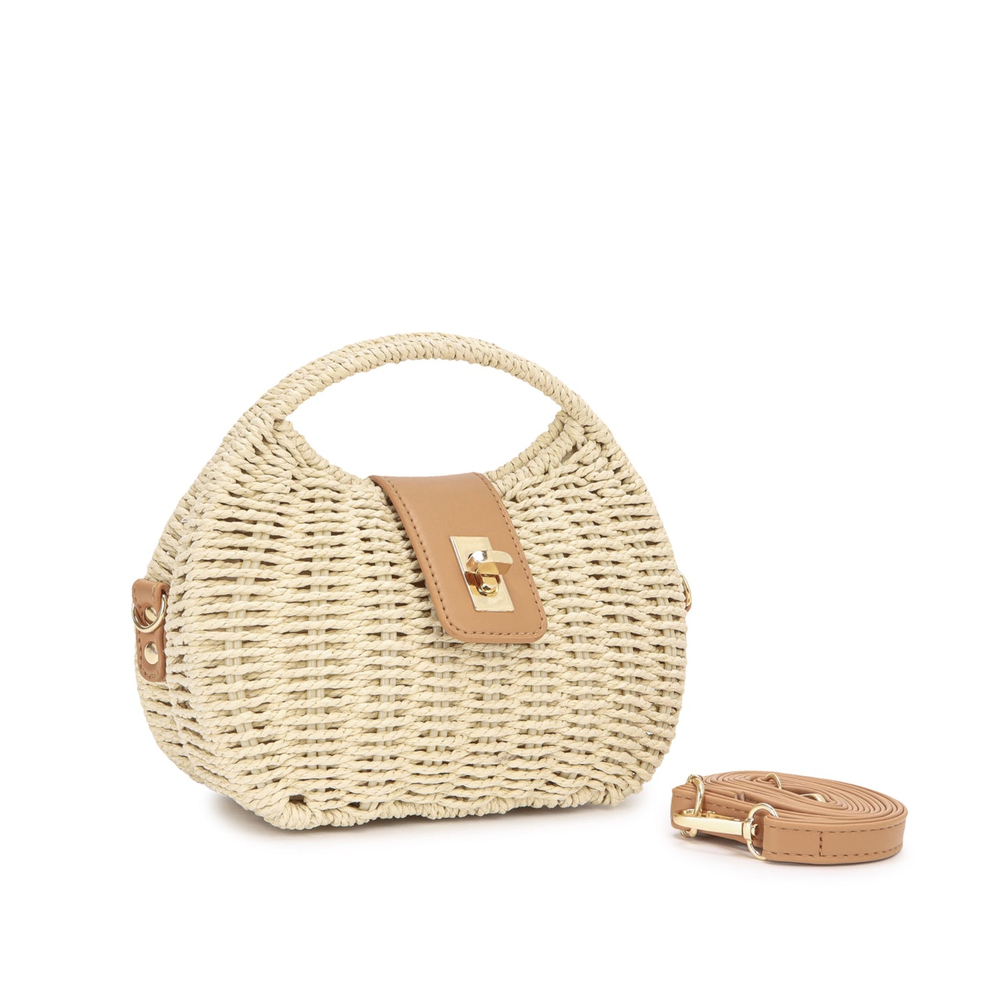 Bolsa de Praia em Palha Sintética com Fecho Metálico