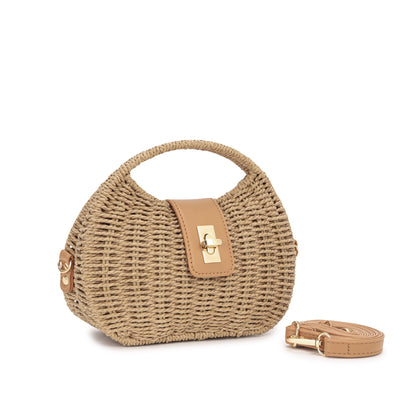 Bolsa de Praia em Palha Sintética com Fecho Metálico