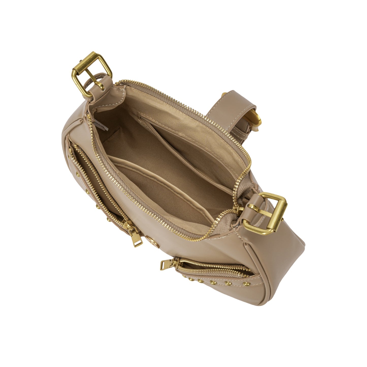 Bolsa Hobo com Fivela Dourada e Detalhes em Tachas ✨