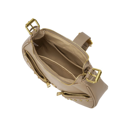 Bolsa Hobo com Fivela Dourada e Detalhes em Tachas ✨