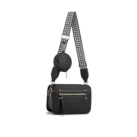 Bolsa Transversal com Bolso Frontal e Porta-Moedas