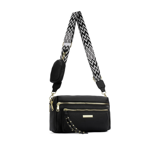 Bolsa Transversal com Alça Estampada e Porta-Moedas