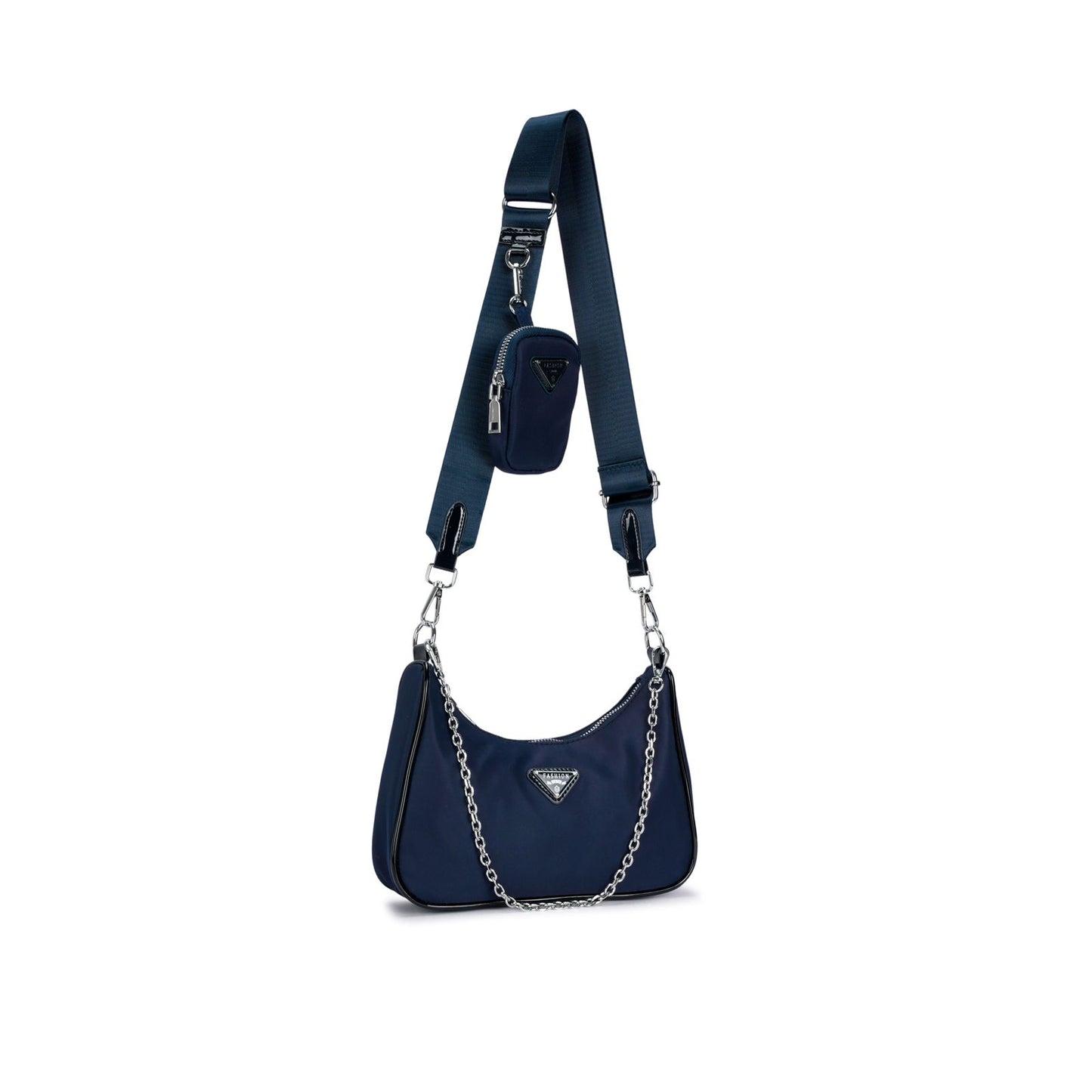 Bolsa Transversal Nylon com Alça Larga e Porta-Moedas