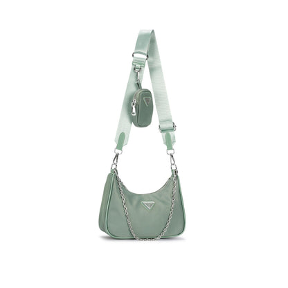 Bolsa Transversal Nylon com Alça Larga e Porta-Moedas