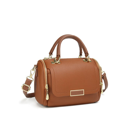 Bolsa Estruturada com Alça Dupla e Detalhes Dourados