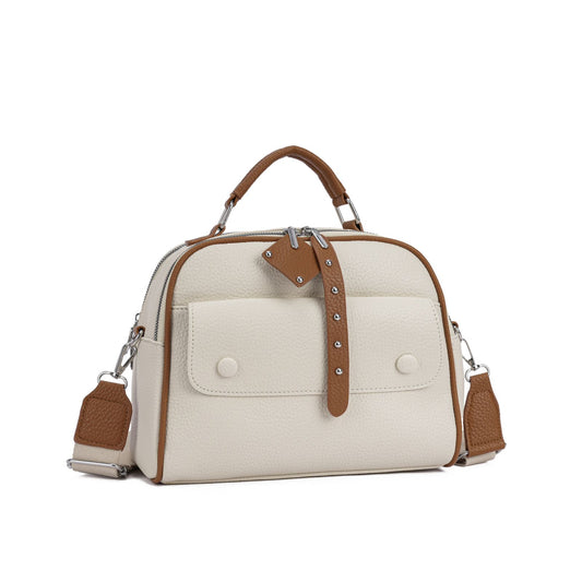 Bolsa Baú com Bolsos Frontais e Alça Transversal