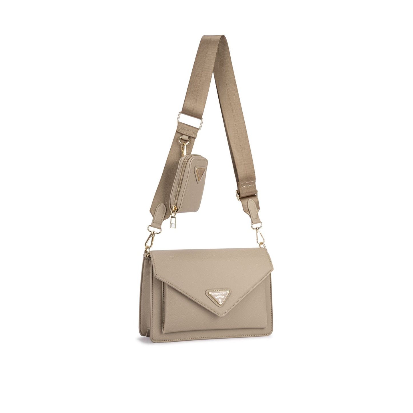 Bolsa Transversal com Alça Larga e Detalhe Metálico