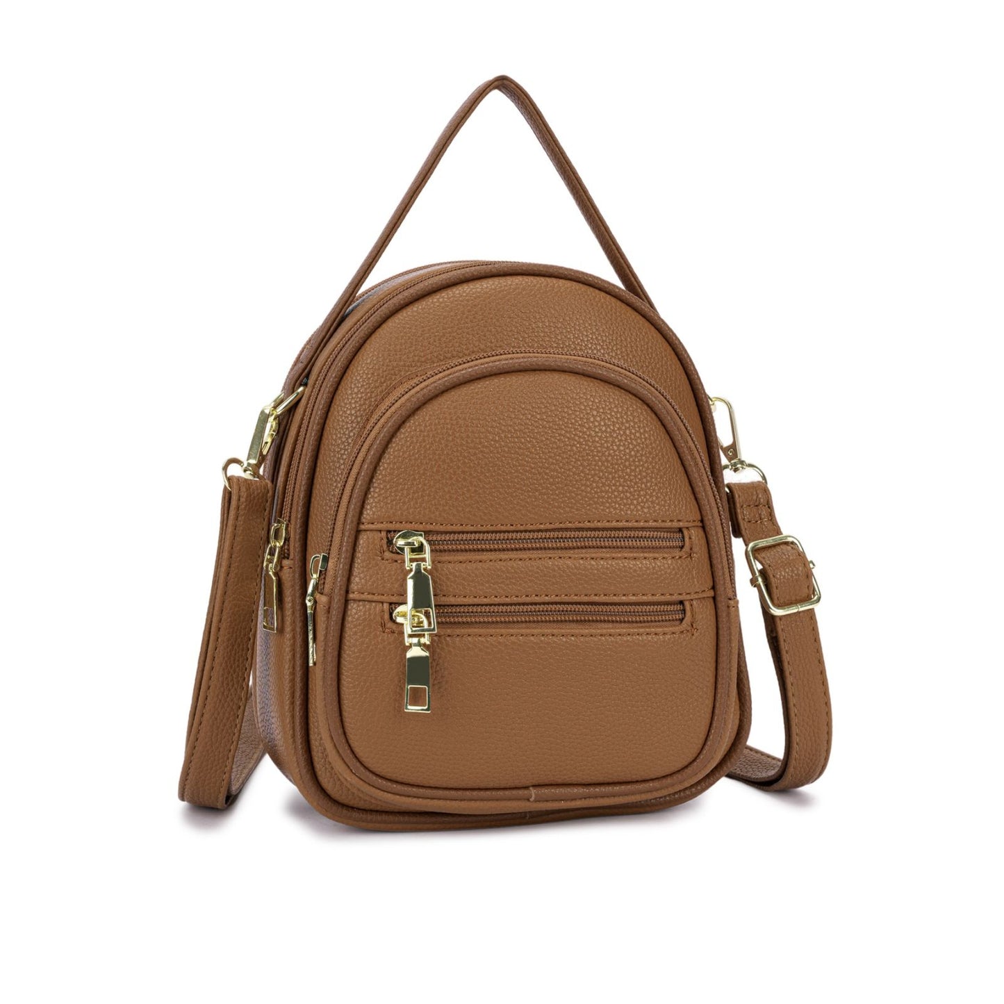 Mini Mochila Feminina com Alça Regulável e Bolsos Frontais