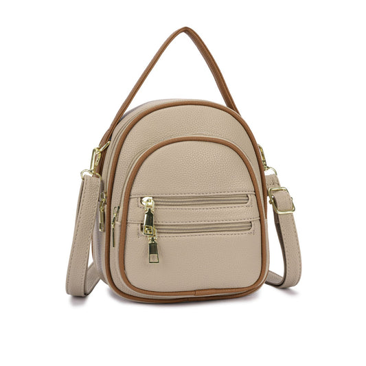 Mini Mochila Feminina com Alça Regulável e Bolsos Frontais