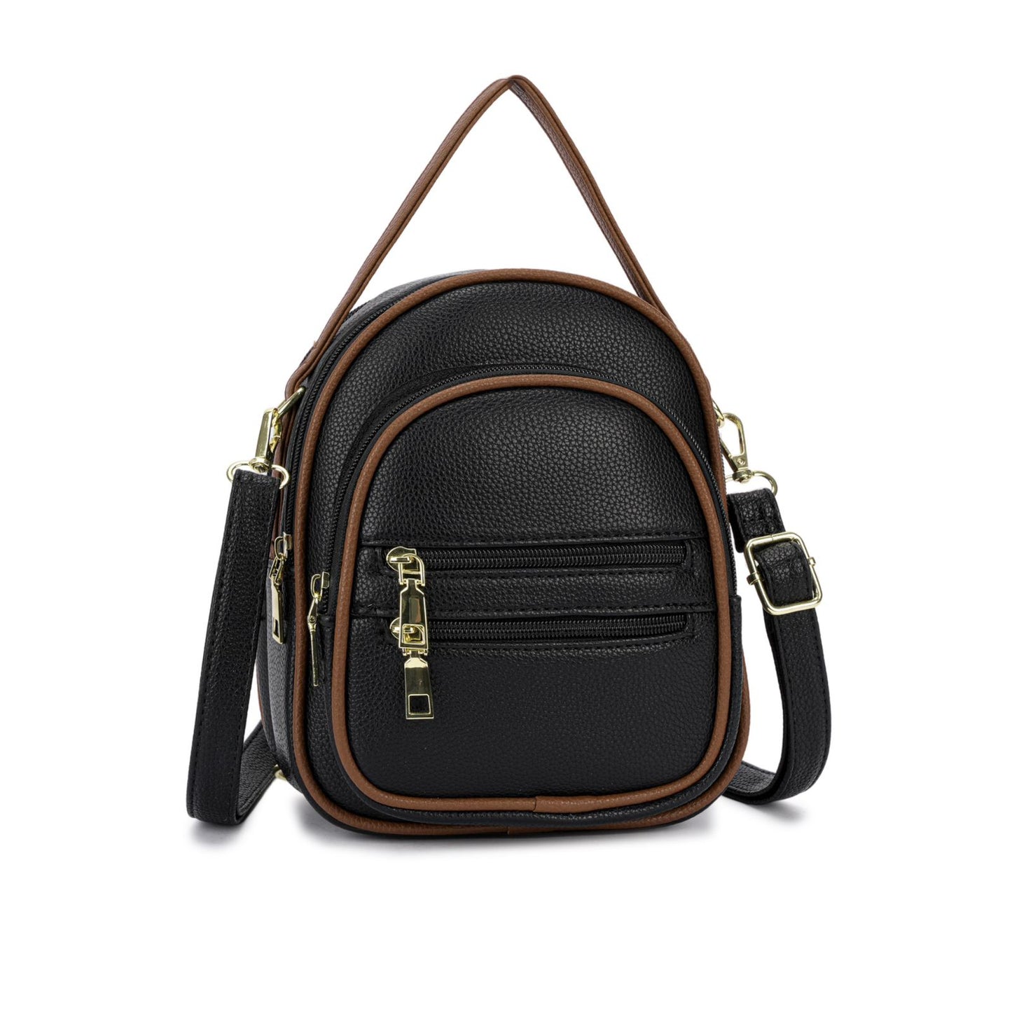 Mini Mochila Feminina com Alça Regulável e Bolsos Frontais
