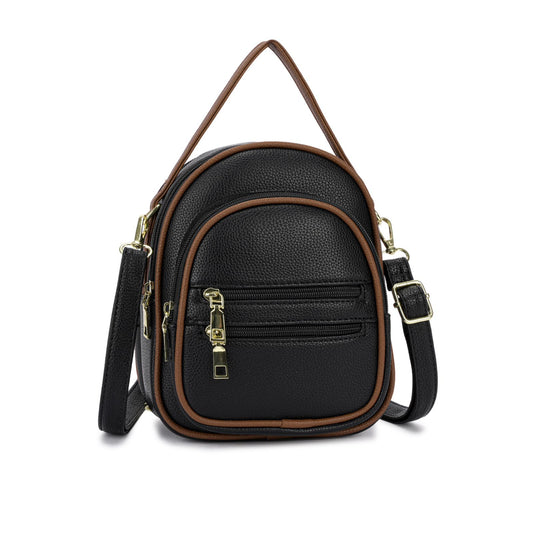 Mini Mochila Feminina com Alça Regulável e Bolsos Frontais
