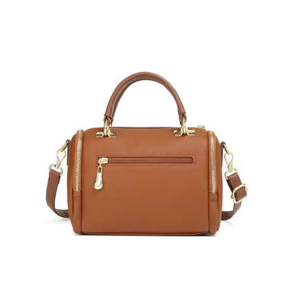 Bolsa Estruturada com Alça Dupla e Detalhes Dourados