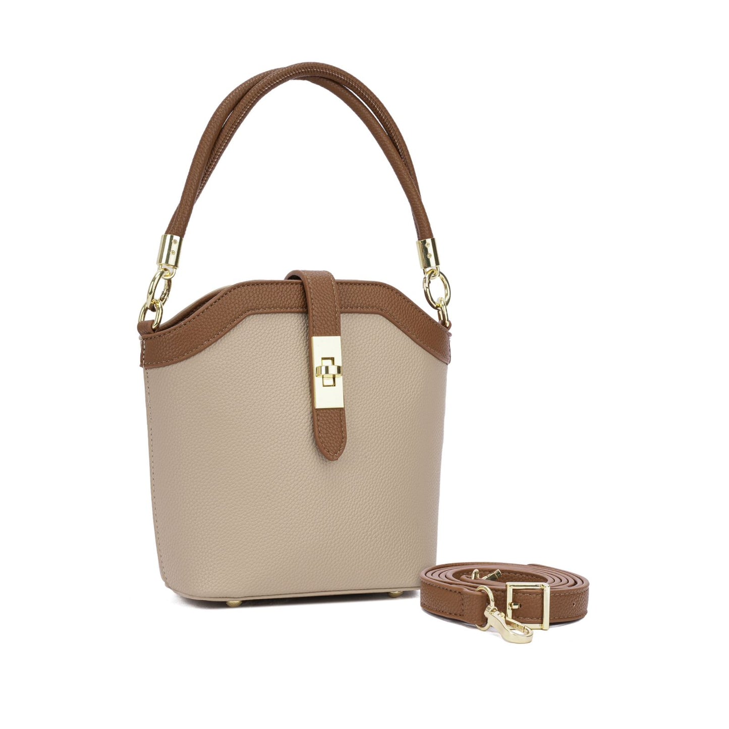 Bolsa Feminina Estruturada de Mão e Transversal com Fecho Metálico