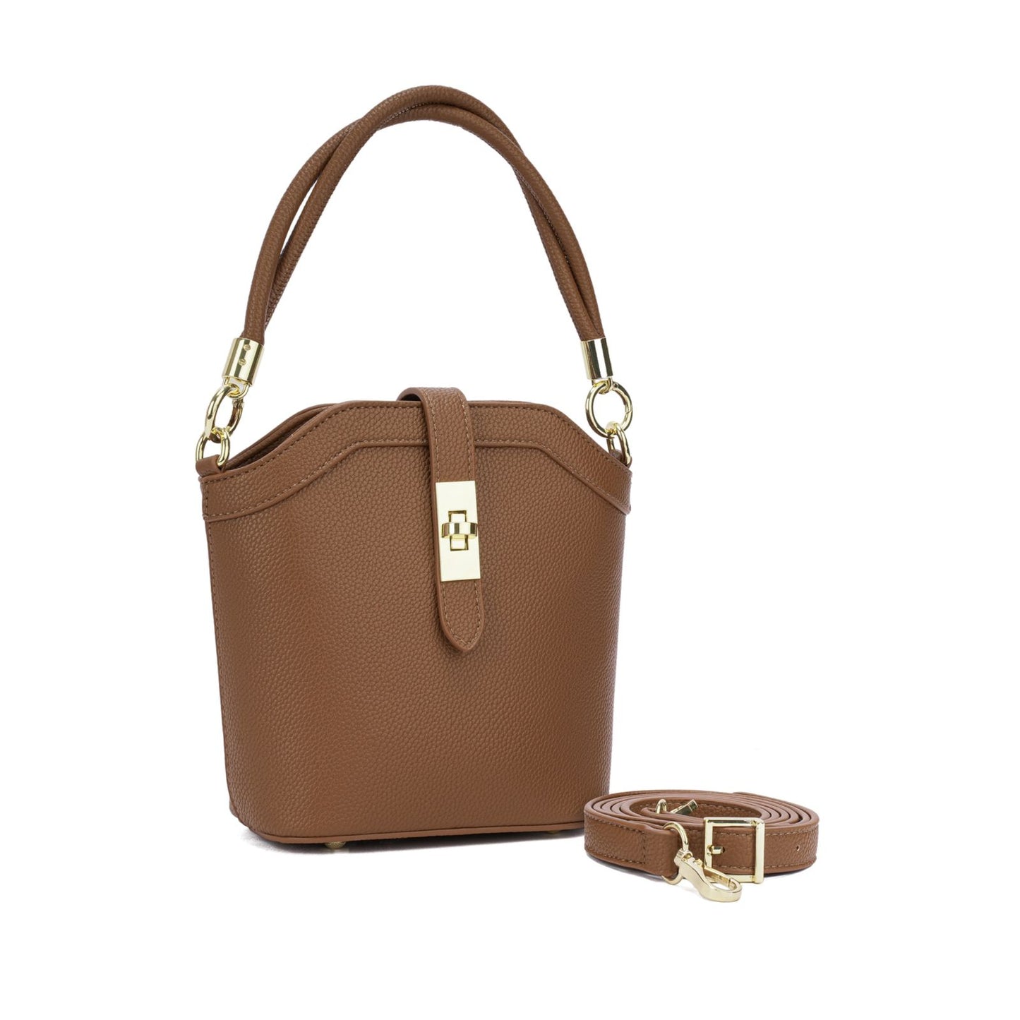 Bolsa Feminina Estruturada de Mão e Transversal com Fecho Metálico