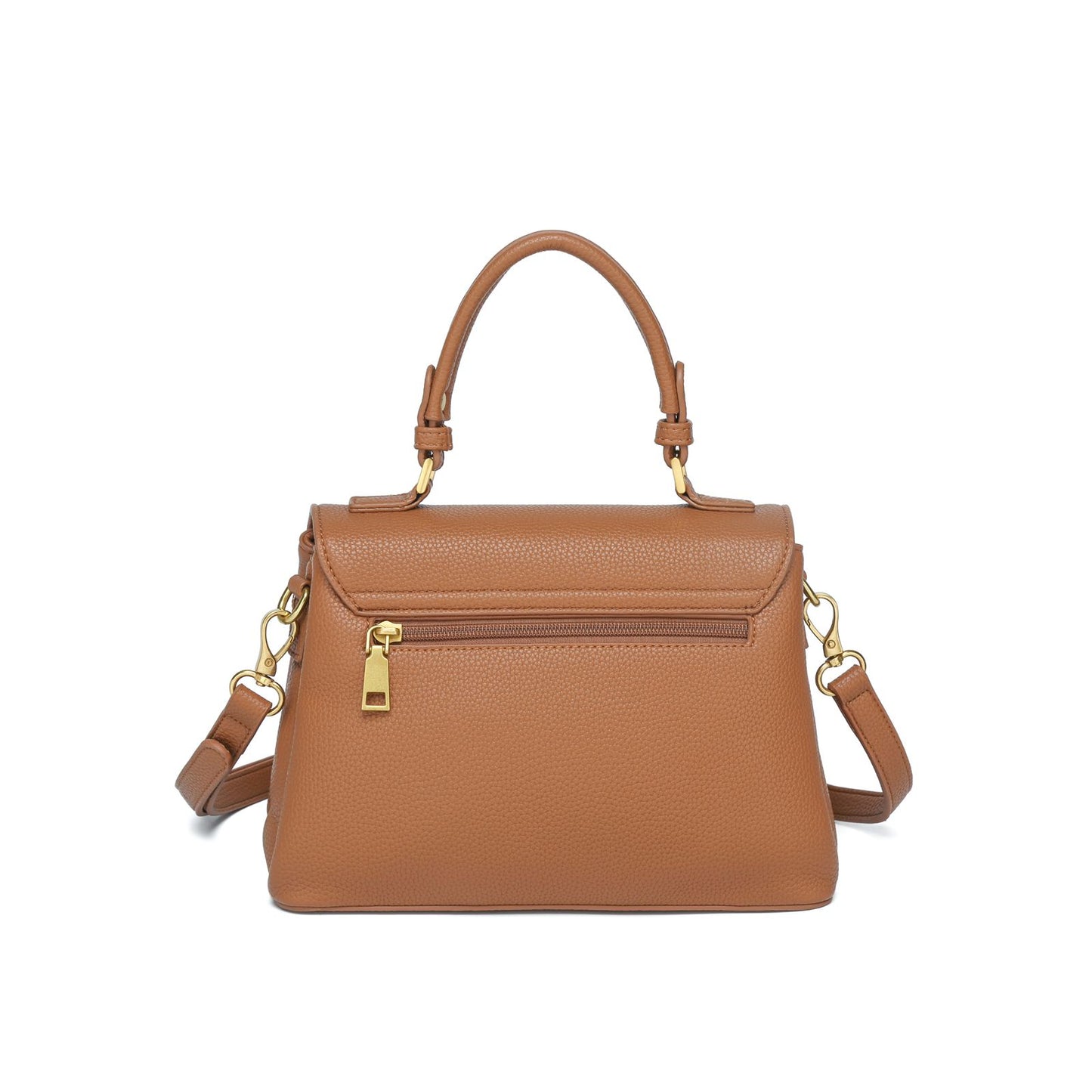 Bolsa Feminina Estruturada de Mão e Transversal com Fecho Dourado