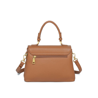 Bolsa Feminina Estruturada de Mão e Transversal com Fecho Dourado