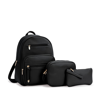 Mochila Feminina 3 em 1 com Bolsas Transversais e Necessaire