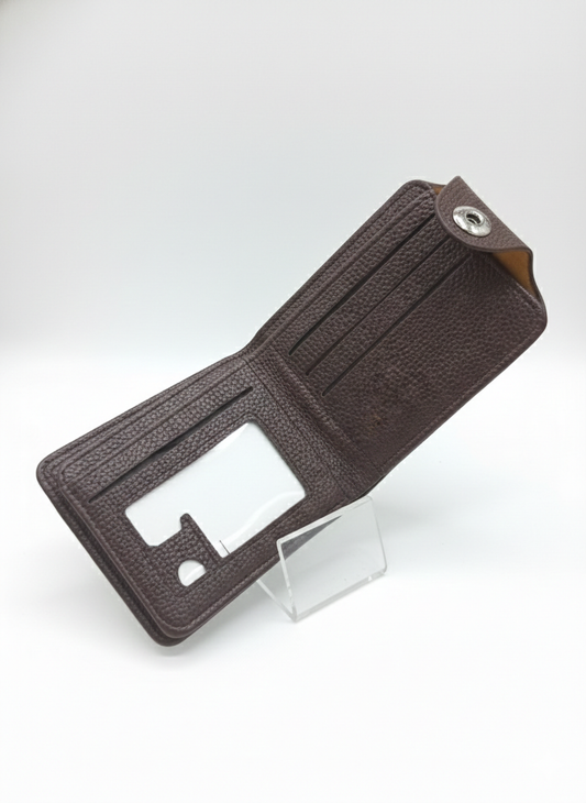 Carteira Masculina Premium Slim – Couro Texturizado com Fecho de Pressão