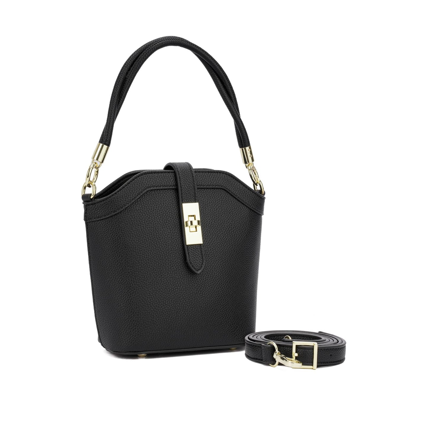 Bolsa Feminina Estruturada de Mão e Transversal com Fecho Metálico