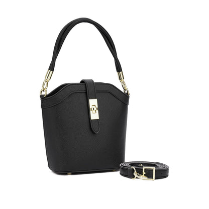 Bolsa Feminina Estruturada de Mão e Transversal com Fecho Metálico