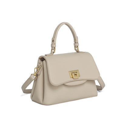 Bolsa Feminina Estruturada de Mão e Transversal com Fecho Dourado