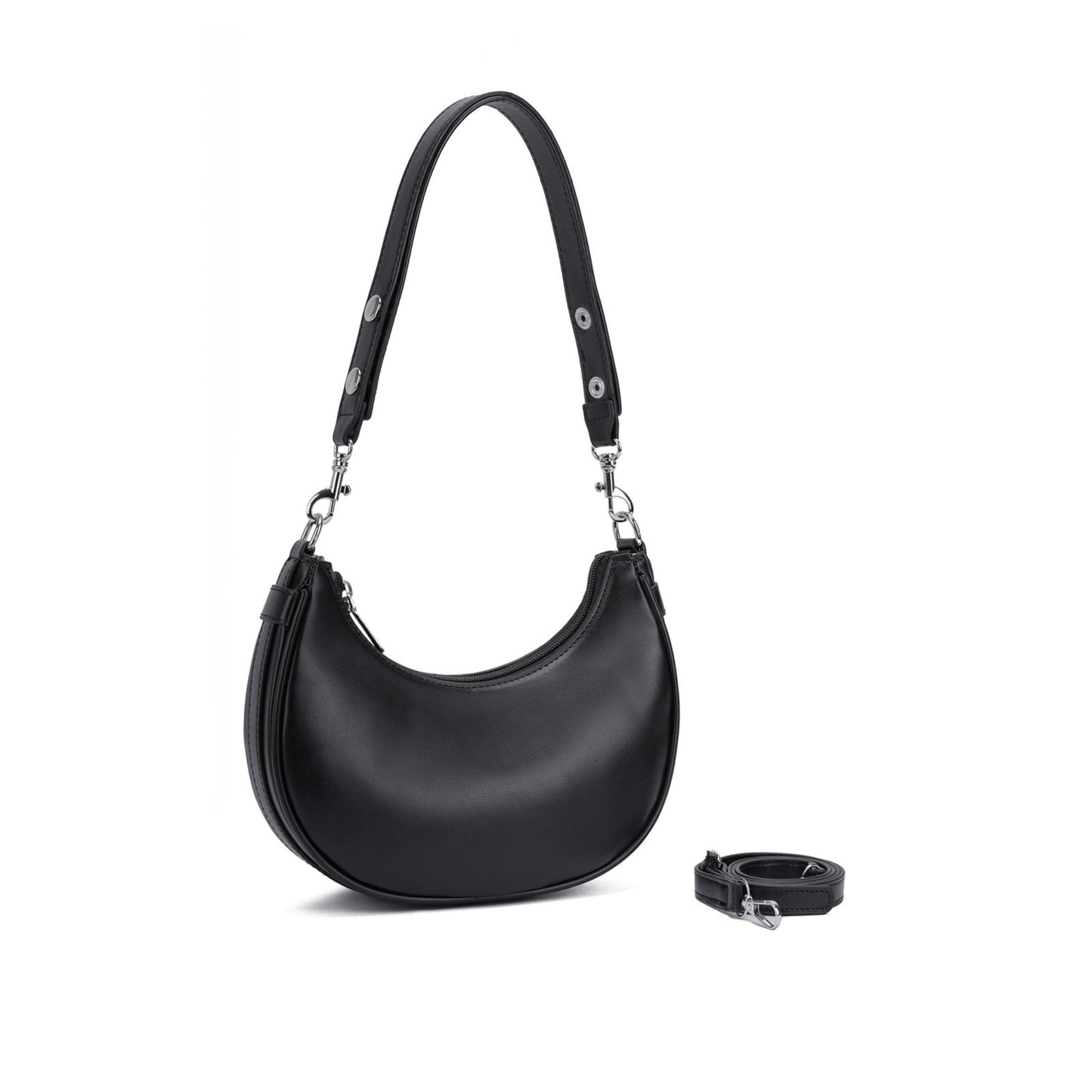 Bolsa Feminina Transversal e de Ombro em Formato Meia-Lua