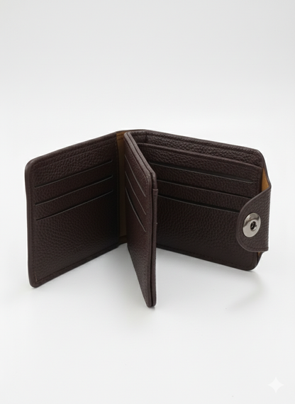 Carteira Masculina Premium Slim – Couro Texturizado com Fecho de Pressão